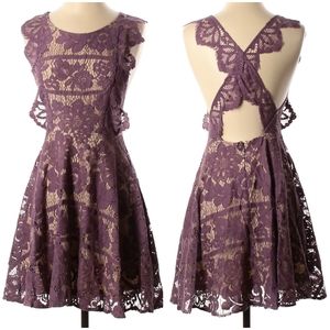 L'ATISTE Mauve Lace Backless Dress